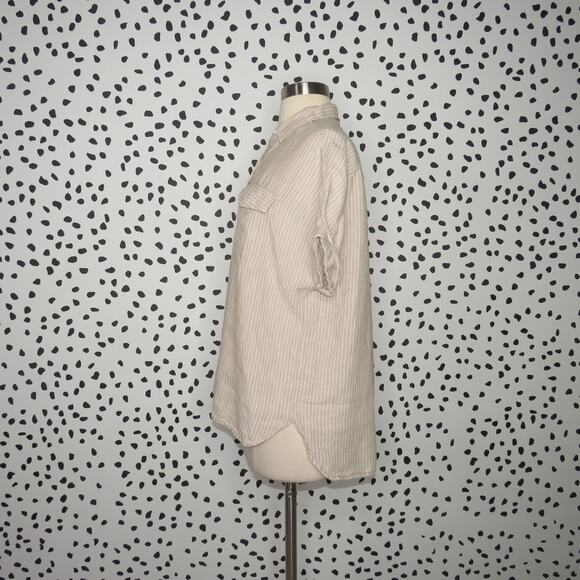 J. Crew x Baird McNutt Tan Striped Linen Short Sleeve Top - Picture 6 of 11
